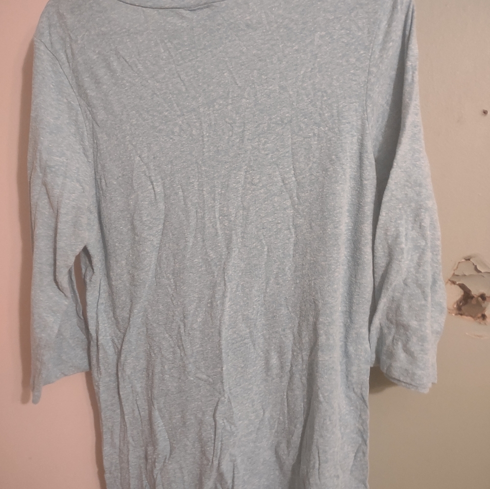 Woman's V Neck Cut Loose Linen Cotton Jersey 3/4 quarter sleeves size Large - Picture 3 of 3